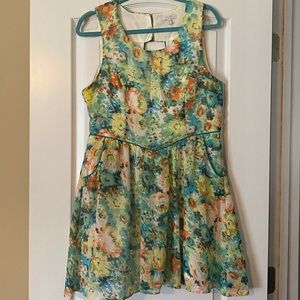 floral skater dress with keyhole back